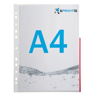 Brochure pockets A4, half-sided signal edge, PP-foil red 