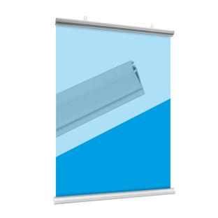 Poster hanging rail sets, rigid-pvc with clamping 
