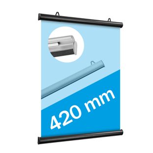 Upínací lišty na plakáty z hliníku, rozevírací 420 mm | černá 