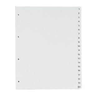 Index systems for A4, 20-part (1-20), white (1 set) 