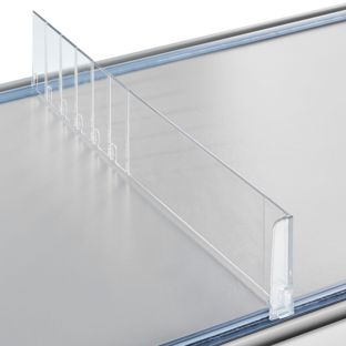 Shelf divider "Flexible" with right stop, transparent 60 mm