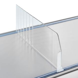 Shelf divider "Flexible" with right stop, transparent 120 mm