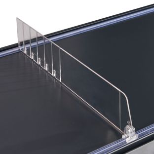 Shelf divider "Flexible" without stop, transparent 60 mm | 335 mm