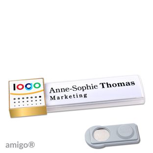 Jmenovky amigo® alu-print, magnet square | Magnet smag® | bílá | bílá | zlatá