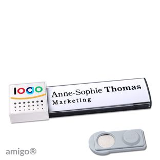 Jmenovky amigo® alu-print, magnet square | Magnet smag® | antracitová | stříbrná | bílá