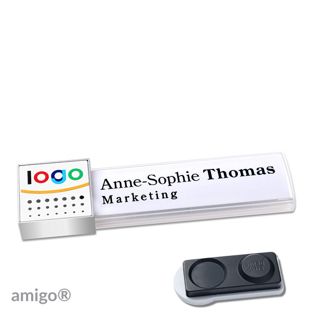 Jmenovky amigo® alu-print, magnet square | Magnet smag®, extra silný | bílá | bílá | ušlechtilá ocel
