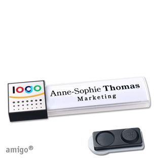 Jmenovky amigo® alu-print, magnet square | Magnet smag®, extra silný | bílá | stříbrná | antracitová