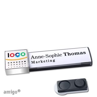 Jmenovky amigo® alu-print, magnet square | Magnet smag®, extra silný | antracitová | stříbrná | chromová