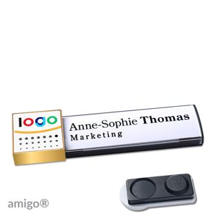 Jmenovky amigo® alu-print, magnet square | Magnet smag®, extra silný | antracitová | bílá | zlatá