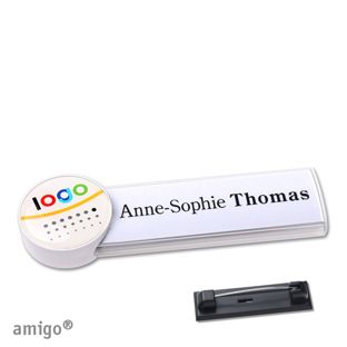 Name badges amigo® doming stainless steel pin circle | white | white