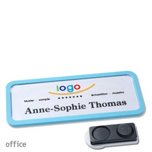Jmenovky office quick-print, magnet Magnet smag®, extra silný | pastelová modrá | 75 x 27 mm