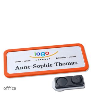 Name badges office quick-print magnet smag® magnet, extra strong | orange | 75 x 27 mm