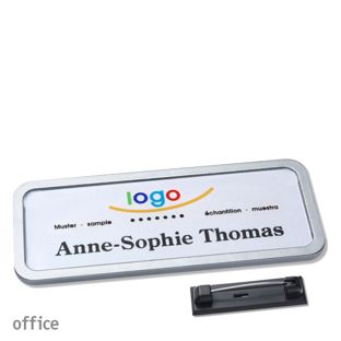Name badges office quick-print stainless steel pin null | 75 x 27 mm