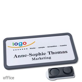 Name badges office quick-print magnet smag® magnet, extra strong | anthracite | 75 x 37 mm