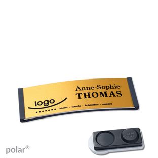 Jmenovky polar® alu-complete, magnet Magnet smag®, extra silný | antracitová | zlatá | 64 x 22 mm