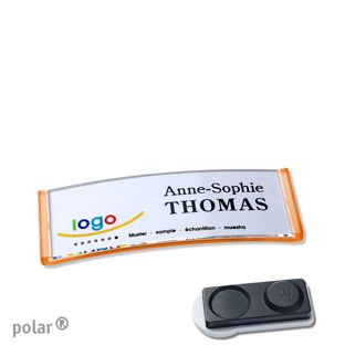 Jmenovky polar® quick-print, magnet Magnet smag®, extra silný | průsvitné provedení, oranžová | 64 x 22 mm