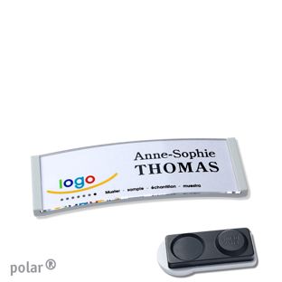 Name badges polar® quick-print magnet smag® magnet, extra strong | light grey | 64 x 22 mm
