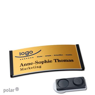 Jmenovky polar® alu-complete, magnet Magnet smag®, extra silný | černá | zlatá | 65 x 30 mm