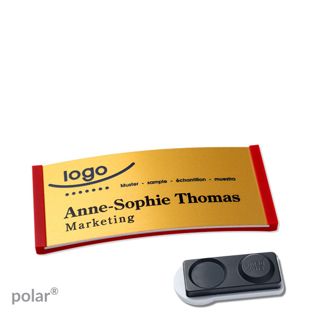 Jmenovky polar® alu-complete, magnet Magnet smag®, extra silný | červená | zlatá | 65 x 30 mm