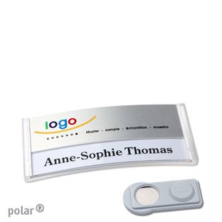 Jmenovky polar® alu-print, magnet Magnet smag® | transparentní provedení | stříbrná | 65 x 30 mm