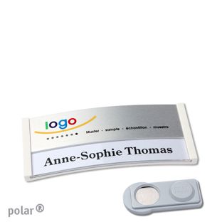 Jmenovky polar® alu-print, magnet Magnet smag® | bílá | stříbrná | 65 x 30 mm