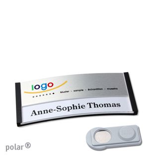 Jmenovky polar® alu-print, magnet Magnet smag® | černá | stříbrná | 65 x 30 mm