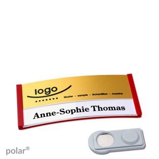 Jmenovky polar® alu-print, magnet Magnet smag® | červená | zlatá | 65 x 30 mm