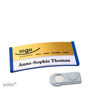 Jmenovky polar® alu-print, magnet Magnet smag® | modrá | zlatá | 65 x 30 mm