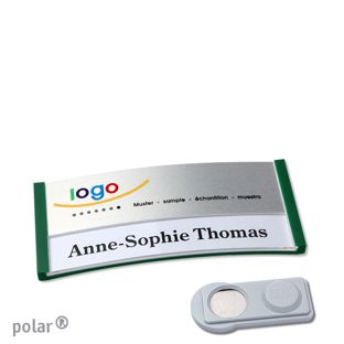 Jmenovky polar® alu-print, magnet Magnet smag® | zelená | stříbrná | 65 x 30 mm