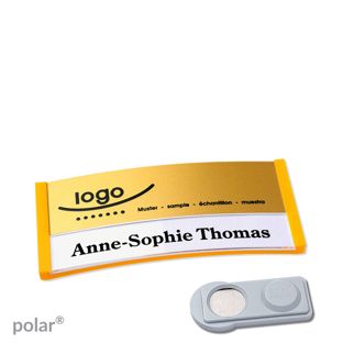 Jmenovky polar® alu-print, magnet Magnet smag® | žlutá | zlatá | 65 x 30 mm