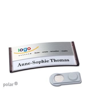 Jmenovky polar® alu-print, magnet Magnet smag® | průsvitné provedení, antracitová | stříbrná | 65 x 30 mm