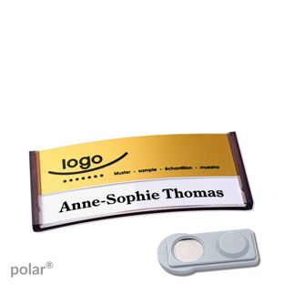 Jmenovky polar® alu-print, magnet Magnet smag® | průsvitné provedení, antracitová | zlatá | 65 x 30 mm
