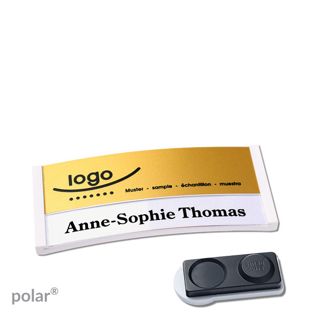 Jmenovky polar® alu-print, magnet Magnet smag®, extra silný | bílá | zlatá | 65 x 30 mm