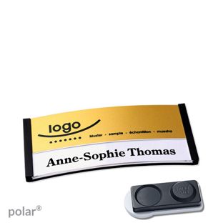 Jmenovky polar® alu-print, magnet Magnet smag®, extra silný | černá | zlatá | 65 x 30 mm
