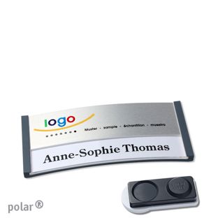 Jmenovky polar® alu-print, magnet Magnet smag®, extra silný | antracitová | stříbrná | 65 x 30 mm
