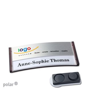 Jmenovky polar® alu-print, magnet Magnet smag®, extra silný | průsvitné provedení, antracitová | stříbrná | 65 x 30 mm