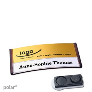 Jmenovky polar® alu-print, magnet Magnet smag®, extra silný | průsvitné provedení, antracitová | zlatá | 65 x 30 mm
