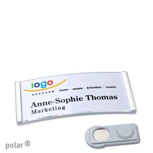 Name badges polar® quick-print magnet smag® Magnet | chrome | 65 x 30 mm