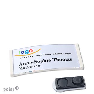 Name badges polar® quick-print magnet smag® magnet, extra strong | white | 65 x 30 mm