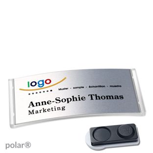 Jmenovky polar® alu-complete, magnet Magnet smag®, extra silný | transparentní provedení | stříbrná | 74 x 34 mm