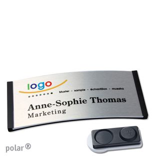Jmenovky polar® alu-complete, magnet Magnet smag®, extra silný | černá | stříbrná | 74 x 34 mm