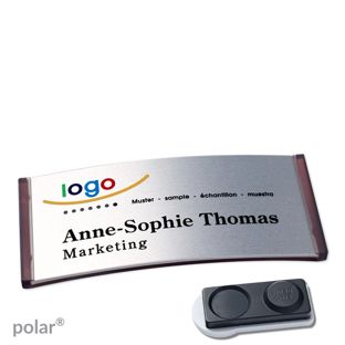 Jmenovky polar® alu-complete, magnet Magnet smag®, extra silný | průsvitné provedení, antracitová | stříbrná | 74 x 34 mm