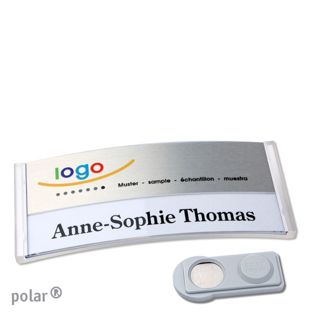 Jmenovky polar® alu-print, magnet Magnet smag® | transparentní provedení | stříbrná | 74 x 34 mm
