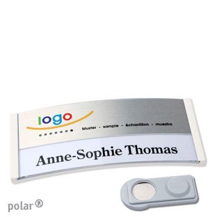 Jmenovky polar® alu-print, magnet Magnet smag® | bílá | stříbrná | 74 x 34 mm