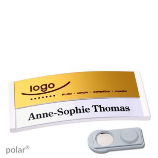Jmenovky polar® alu-print, magnet Magnet smag® | bílá | zlatá | 74 x 34 mm