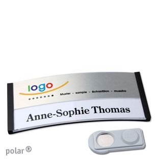 Jmenovky polar® alu-print, magnet Magnet smag® | černá | stříbrná | 74 x 34 mm