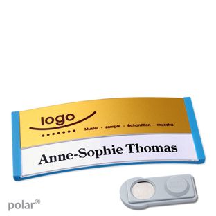 Jmenovky polar® alu-print, magnet Magnet smag® | středně modrá | zlatá | 74 x 34 mm