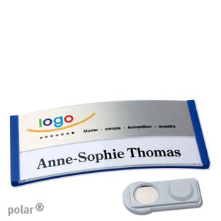 Jmenovky polar® alu-print, magnet Magnet smag® | modrá | stříbrná | 74 x 34 mm