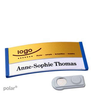 Jmenovky polar® alu-print, magnet Magnet smag® | modrá | zlatá | 74 x 34 mm