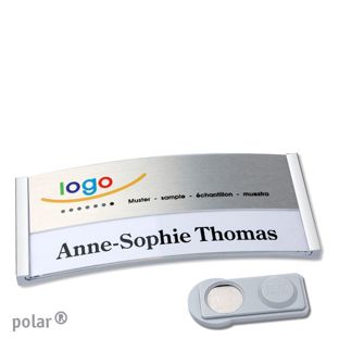 Jmenovky polar® alu-print, magnet Magnet smag® | ušlechtilá ocel | stříbrná | 74 x 34 mm